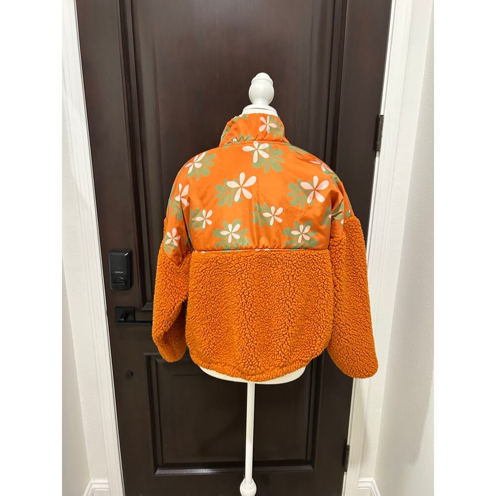 Pacsun Groovy Floral Half Snap Sherpa Fleece Sweatshirt - Picture 3 of 11